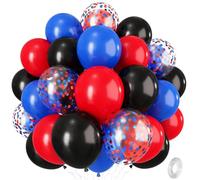 Globo rojo, azul y negro, juego de 35 globos rojo, negro y azul, para niños y niños, decoración de cumpleaños para decoración de cumpleaños, fiesta de bebé, Halloween, fiesta