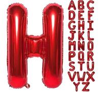Globo rojo de 100 cm, letra H, para decoración de globos, cumpleaños, bodas, fiestas, papel de aluminio