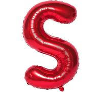 Globo rojo de 100 cm, letra S, para decoración de globos, cumpleaños, bodas, fiestas, etc. (letra S)