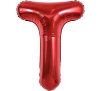 Globo rojo de 100 cm, letra T, para decoración de globos, cumpleaños, bodas, fiestas, etc. (letra T)