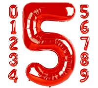 Globo rojo del número 5 de 40 pulgadas, regalo de cumpleaños para niña de 5 años, 5, 15, 25, 35, 45, 50, 55, decoraciones de fiesta de aniversario de cumpleaños, 5 globos de aluminio para decoraciones