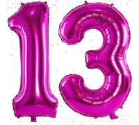 Globo rosa caliente para cumpleaños de 13 años, globos rosas con números, globos grandes, 13 años, globos de 13 años, decoración de fiesta de aniversario, decoración de fiesta de cumpleaños, vuela con