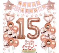 Globo Rosa Oro 15 cumpleaños Niña,Globo 15 cumpleaños Rosa Oro,Decoración cumpleaños 15 año Rosa Oro,Decoración Niña 15 cumpleaños,Globos fiesta 15 Rosa Oro,Rosa Oro 15 Decoracion Cumpleaños