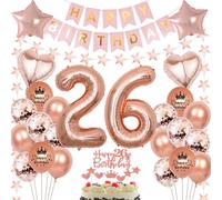 Globo Rosa Oro 26 cumpleaños mujer,Globo 26 cumpleaños Rosa Oro,Decoración cumpleaños 26 año Rosa Oro,Decoración mujer 26 cumpleaños,Globos fiesta 26 Rosa Oro,Rosa Oro 26 Decoracion Cumpleaños