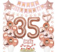 Globo Rosa Oro 35 Años Mujer - Decoración Fiesta 35 Años Rosa Oro