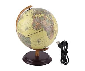 Globo terráqueo 3D antiguo grande de 25 cm, juguete educativo y decoración de mesa, material escolar ideal y herramienta de enseñanza, pequeño globo retro (metal)