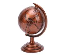 Globo Terráqueo Antiguo, Adorno Artístico, Decoración de Globo con Superficie Brillante, Globo Terráqueo Giratorio de Metal Rojo Vino para Escuela, Hogar y Oficina