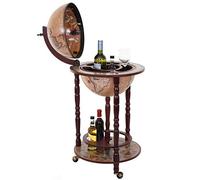 Globo terráqueo Bar HWC de D83, Minibar Casa Bar Botellero, - Bola del Mundo 33 cm de diámetro con Ruedas Madera de eucalipto