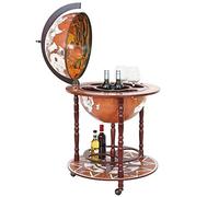 Globo terráqueo Bar HWC de D86, Minibar Casa Bar Botellero, - Bola del Mundo Diámetro 45 cm con Ruedas Madera de eucalipto