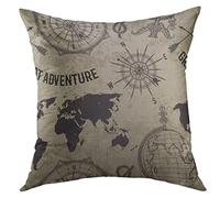 Globo Terráqueo Brújula,Rosa De Los Vientos,Estilo Retro,Gran Aventura En Estilo Boceto sobre Grunge Fundas para Almohadones Decorativas Fundas Cojines Suave Funda De Almohada para Cama 45X45Cm