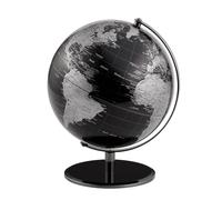 Globo terráqueo de 25 cm de diámetro - Planet - Base de metal negro - Eje móvil - Negro Plateado - TROIKA Original