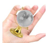 Globo Terráqueo de Cristal, Mini Bola de Cristal del Globo Mundo 3D Terráqueo Mapa del Mundo de Bola Esfera con Soporte para Dormitorio Adorno de Escritorio Recuerdo Decoración (Oro)