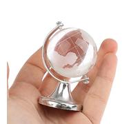 Globo Terráqueo de Cristal, Mini Bola de Cristal del Globo Mundo 3D Terráqueo Mapa del Mundo de Bola Esfera con Soporte para Dormitorio Adorno de Escritorio Recuerdo Decoración (Plata)