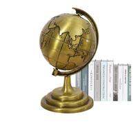 Globo terráqueo de mesa de metal con diseño elegante globo terráqueo decorativo geográfico y aleado del mundo con soporte para estantería, decoración de interior y escritorio