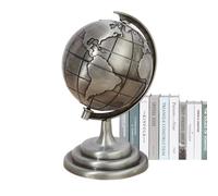 Globo terráqueo de mesa de metal con diseño elegante globo terráqueo decorativo geográfico y aleado del mundo con soporte para estantería, decoración de interior y escritorio