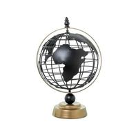 Globo terraqueo de metal hueco en negro 30x20.5x18 cm