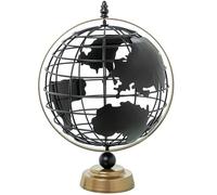 Globo terraqueo de metal hueco en negro 36.5x26.8x25 cm