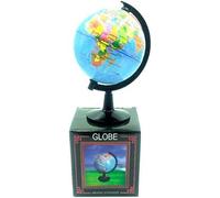 Globo Terráqueo Decorativo, Base Negra, 14x12cm, Accesorio de Escritorio para Oficina