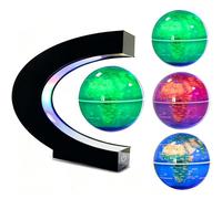 Globo terráqueo flotante de levitación magnética giratorio para niños, 9 cm, con luz LED multicolor e interruptor táctil, decoración de escritorio para hogar u oficina, regalo original