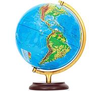 Globo terráqueo Iluminado con LED de 12,5" y lámpara con Soporte, Color Azul, para Escritorio, Ideal para niños y Adultos, con temática política, Decorativo.