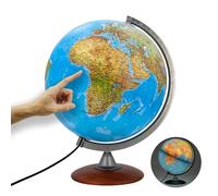 :Globo terráqueo Iluminado. Pie de Madera - con lámpara LED