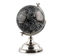 Globo terráqueo negro de metal y plástico | Bola del mundo decorativa en elegante diseño negro, 27 cm de altura | accesorio elegante e idea de regalo pajoma®