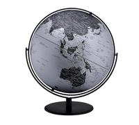 Globo terráqueo negro y plateado de 20,5" de alto con paisaje montañoso en 3D, decoración geográfica detallada for exhibición en el hogar y la oficina