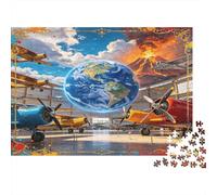 Globo Terráqueo Puzzle de 1000 Piezas Aviones Clásicos Escena de Museo Papel para Adultos Relajación Foco Familia Decoración Regalo 70x50cm/1000pcs