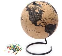 Globo terrαqueo de corcho con chinchetas - Globo terrαqueo de 9,4 con mapa del mundo y soporte giratorio para niρos o adultos 100 chinchetas de c