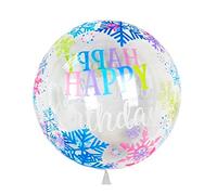 Globo transparente de 55 cm, con cristales decorativos de colores con texto "Happy Birthday", diámetro de globo decorativo, elástico y rellenable, plumas para fiestas, bodas, cumpleaños, bautizos,