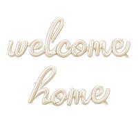 Globo XXL de aluminio con texto «Welcome Home» con texto en inglés «Welcome» para fiesta de bienvenida y regreso al bebé, fabricado en la UE, sin relleno, apto para helio, color crema satinado, aprox