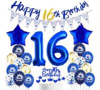 Globos 16 cumpleaños Niño azul marino, Globos 16 cumpleaños azul,16 cumpleaños decoración Niño Niña,16 cumpleaños globos azul marino plata, Decoraciones Fiesta azul 16 Años Globos