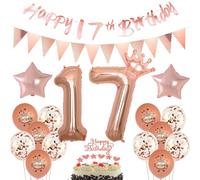 Globos 17 años niña decoración oro rosa conjunto,Globo 17 cumpleaños decoración niña Happy 17th Birthday guirnaldas,Globos 17 años niña deco cumpleaños deco 17 años niña 17 decoración de la torta