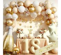 Globos 18 Anni Cumpleaños Niño Niña, Decoracion 18 Años Cumpleaños Oro Beige, Decoraciones 18er Globos, Guirnalda y Globos Hombres Mujeres