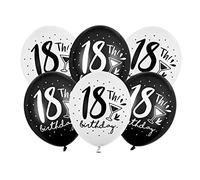 Globos 18° Cumpleaños Blanco y Negro (30 cm)