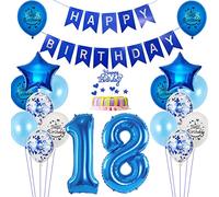 Globos 18 Cumpleaños Decoración Niño Azul - Set de Foil Globo y Deco para Feliz 18 Años
