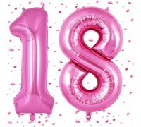 Globos 18 Rosa 101 cm Papel de Aluminio Número 18 Rosa Globo Grande Número 18 Decoración 18 Años Niños Niñas Cumpleaños Fiesta Decoración