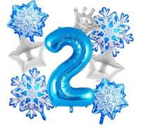 Globos 2 Años 8 Piezas Globo Copos de Nieve Globo Foil Numero Temáticos de Invierno Copo de Nieve Globos Decoración de Cumpleaños 2 Años para Niños y Niñas