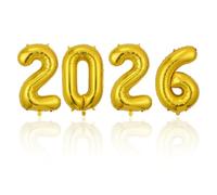 Globos 2026 Dorados,Photo Booth Props de Año Nuevo Feliz,Oro Nochevieja,Kit Fiesta Fin,Foil Globo NúMero,Gigante Numeros Decoraciones,Grande Decoración TemáTica Adornos Para Celebraciones