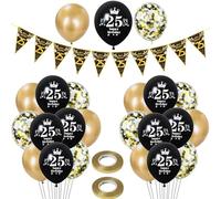 globos 25 años cumpleaños mujer hombre decoración, 23 piezas de Negros globos de látex de oro Negros, guirnalda 25 años cumpleaños deco fiesta globos 25 hombre cumpleaños decoración 25 años mujer