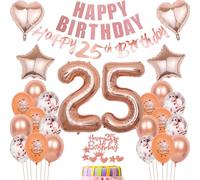 Globos 25 Años Decoración Rosa Oro para Cumpleaños de Mujer - Torta y Fiesta