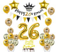Globos 26 cumpleaños decoración negro/oro deco de cumpleaños 26 hombre mujer 26 cumpleaños deco, globo 26 cumpleaños hombre mujer feliz Happy 26th birthday guirnalda 26 cumpleaños pastel deco hombre