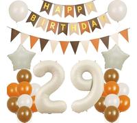 Globos 29 años Mujer cumpleaños Decoración retro cafe-marron-arena blanco,Decoración 29 cumpleaños Mujer globo,Happy Birthday bandera globos 29 cumpleaños Decoración 29 años Mujer globo