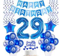 Globos 29 cumpleaños decoración hombre azul, globos 29 años decoración de cumpleaños para los hombre,globo de helio 29 globos de papel de aluminio, Happy Birthday 29 cumpleaños decoración hombre