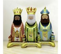 Globos 3 Reyes Magos, 3 Globos Navidad Grandes Foil De Pie Melchor Gaspar Baltasar, Globo De Fiesta Con Forma Rey, Decoracion Reyes Magos, Para Navidad, Día Del Niño Y Reuniones Familiares