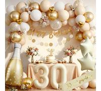Globos 30 Anni Cumpleaños Hombres Mujeres, Decoracion 30 Años Cumpleaños Oro Beige, Decoraciones 30er Globos, Guirnalda y Globos Niño Niña