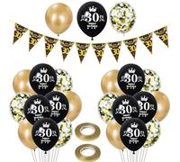 globos 30 años cumpleaños mujer hombre decoración, 23 piezas de Negros globos de látex de oro Negros, guirnalda 30 años cumpleaños deco fiesta globos 30 hombre cumpleaños decoración 30 años mujer