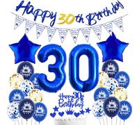 Globos 30 cumpleaños hombre azul marino, Globos 30 cumpleaños azul,30 cumpleaños decoración hombre mujer,30 cumpleaños globos azul marino plata, Decoraciones Fiesta azul 30 Años Globos