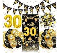 Globos 30 Cumpleaños Hombre Mujer, Decoracion 30 Cumpleaños con Globos de Cumpleaños 30 años, 30 año Decoracion Cumpleaños Feliz, Fiesta de 30 años Decoraciones para 30 Cumpleaños Oro Negro