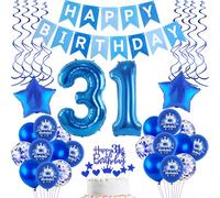 Globos 31 cumpleaños decoración hombre azul, globos 31 años decoración de cumpleaños para los hombre,globo de helio 31 globos de papel de aluminio, Happy Birthday 31 cumpleaños decoración hombre